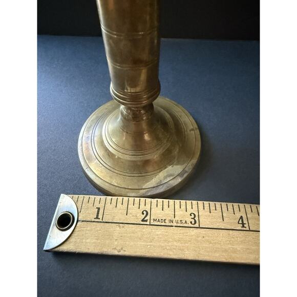 Vintage Brass Candlesticks Taper Holders 6” Mid Century Made In India Pair Set - Picture 4 of 8